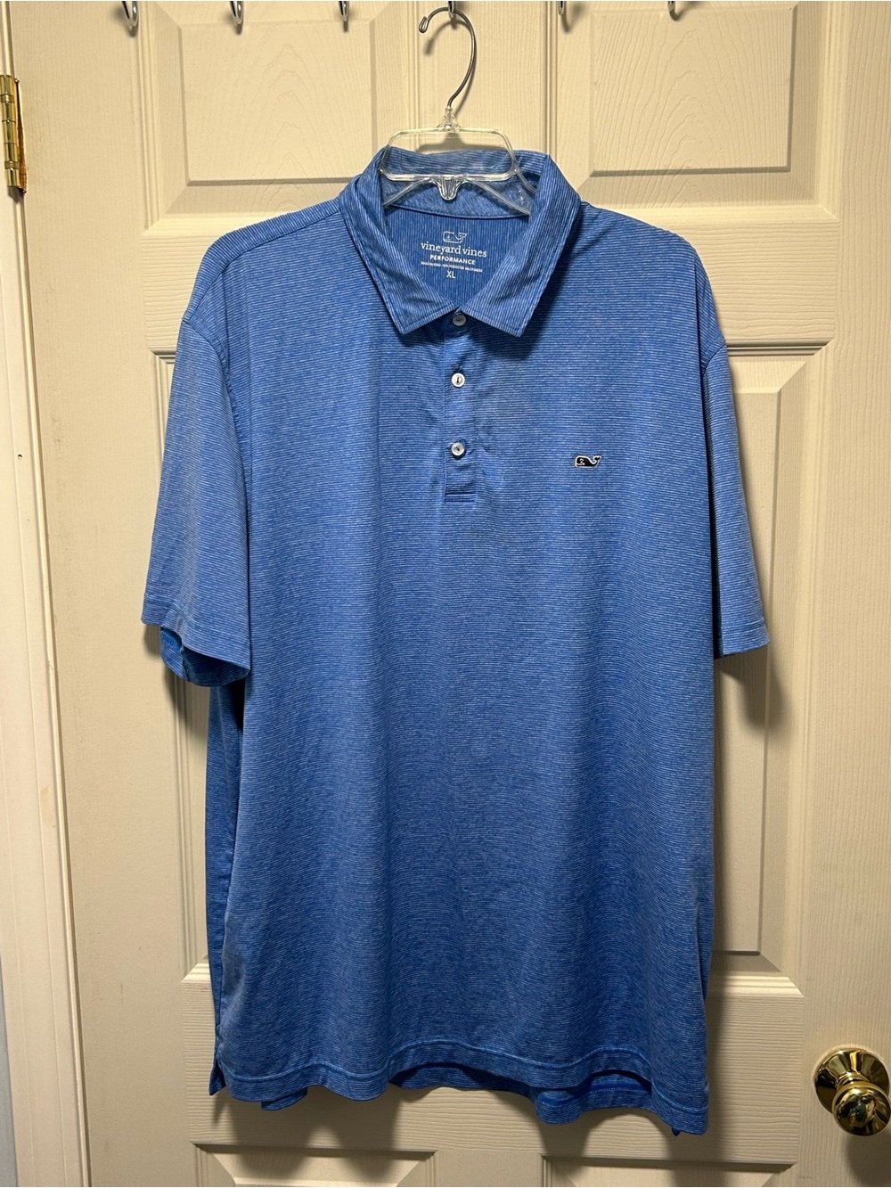 Vineyard Vines Performance Polo Shirt Men's XL Blue Striped Stretch Short Sleeve